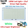 100W Flood LED White With 15UF Driver Supply High Adapter + 100W LED Chip Bulb Energy Saving For DIY Daylight - White. 