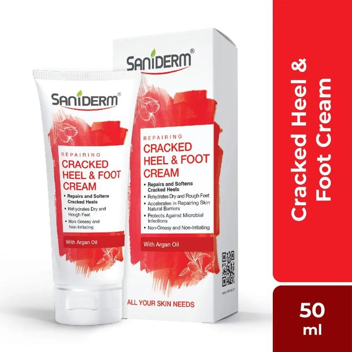 Saniderm Cracked Heel & Foot Cream 50ml | Deeply Moisturizes, Softens & Heals Dry, Rough & Cracked Heels and Feet