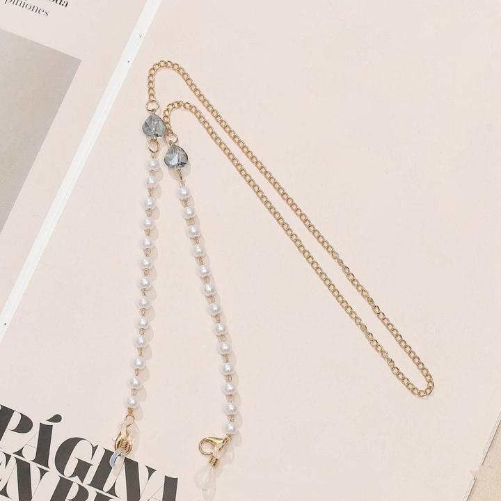 Mask Chain Crystal Love Heart Pearl Hanging Neck Glasses Chain Holder Rope