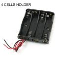 18650 Cell Holder 4×18650 Black Plastic Storage Box Case Holder For Battery 18650 With 6″ Wire Leads. 