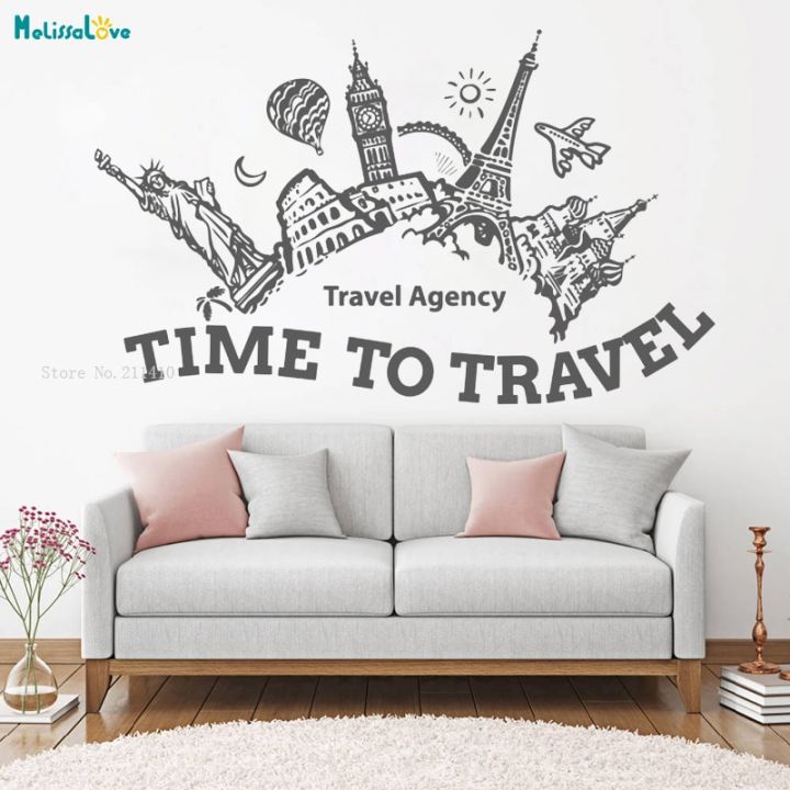 Travel Agency Summer Holidays Adventure Voyage Wall Decals Sticker Home Decoration Living Room Time To Travel Kids Yt1239