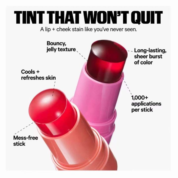 Milk Jelly Blush for Cheeks Milk Cooling Water Jelly Tint Blush Stick for Cheeks Moisturizing Natural Lip and Cheek Stain Stick Clear Glossy Lip Gloss Waterproof Longlasting Non Stick