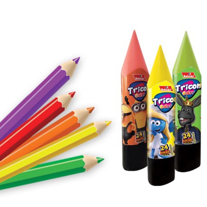 TRICON - 24 COLOR PENCIL (CARTOON VERSION)- COLOUR PENCILS- COLORS- STATIONERY