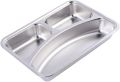 Metal Sectioned Plate Stainless Steel Divided Plates with Lid, Rectangular Dinner Tray Diet Plate with 3 Sections, Steckable Serving Platter Snack Fruit Plate for, Campers. 