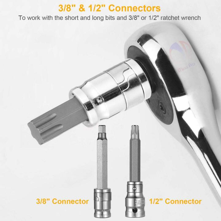 40%20PCS%20Torx%20Star%20Spline%20Hex%20Allen%20Key%20Socket%20Bit%20Set%20with%20Bit%20Holder%20Socket%20Adapter%203/8%20&%201/2%20Drive,%20Short%20and%20Long%20Size%20Bits%20Car%20Van%20Repair%20Tools%20Kits%20Socket%20Set%20-%20Image%202