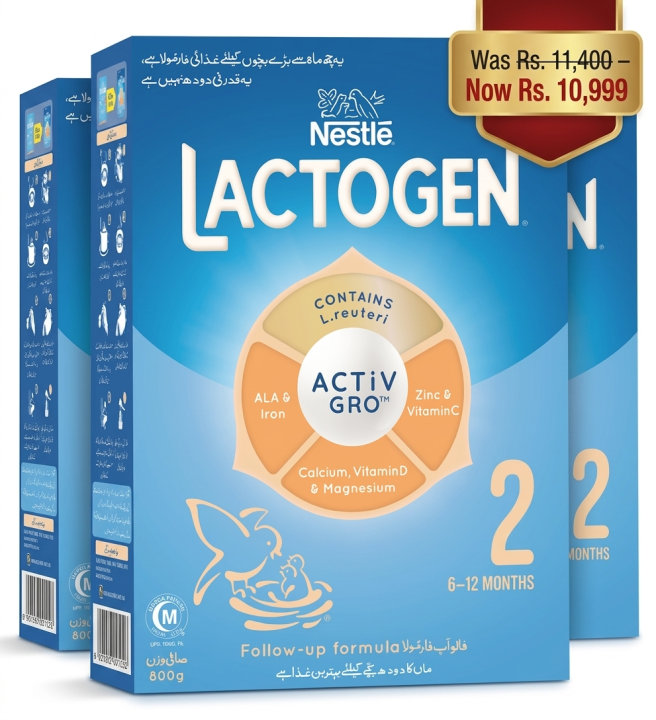 Pack of 3 Lactoogen 2 Follow-Up Formula | 800g Each | Stage 2 (6–12 ...