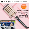 IFANZE 5 barrels hair waver and curling iron/curling wand with proffessional edition hair curler machine tool. 