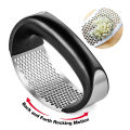 Manual Garlic Press Rocker with Handle Stainless Steel Garlic Crusher Squeezer Slicer Mincer Chopper Kitchen Gadget Tool. 