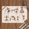 Warli & Ancient Art Reusable Stencil for Canvas and wall painting ID 4503. 