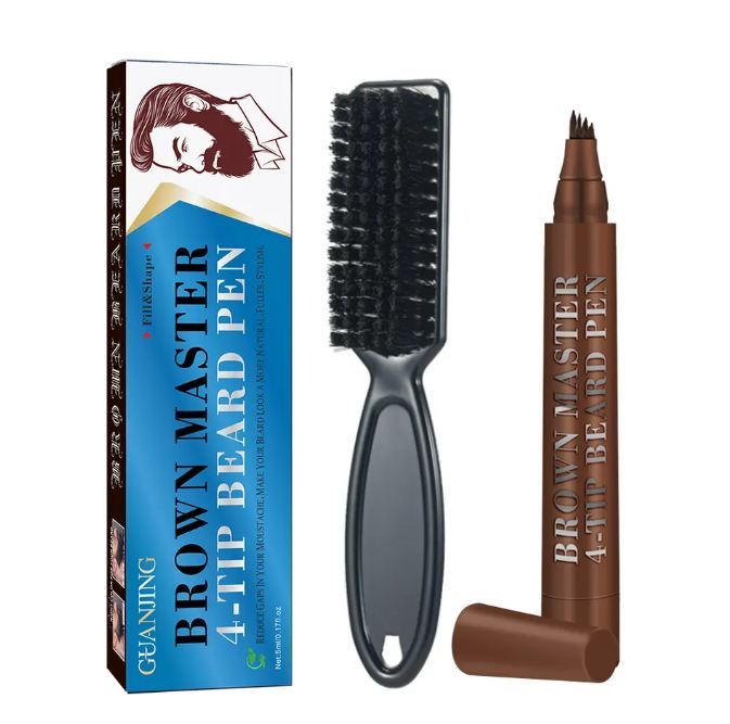 GUANJING%20Brown%20Colors%20Men%20Waterproof%20Beard%20Filler%204%20Tip%20Beard%20Filler%20Beard%20Filler%20Pen%20Kit%205ml%20GJ7079%20-%20Image%204