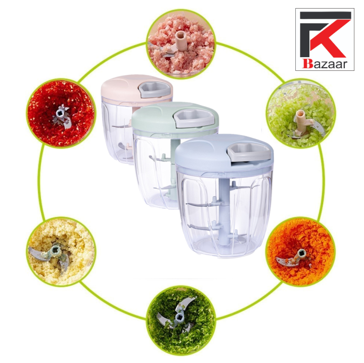 Manual Speedy Chopper | Manual Hand Pull Chopper | Large Speedy Chopper 5 Blades 900ml | Vegetable Cutter and Slicer | Multifunctional Food Processor