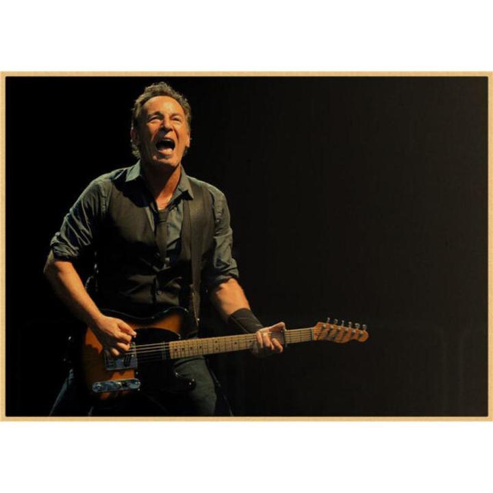 Vintage Bruce Springsteen Retro Rock Band Music Guitar Matte Kraft Paper Antique Wall Sticker Home