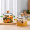 Glass Saucepan  with Cover, Heat-Resistant Glass Stovetop Pot and Pan with Lid, The Best Handmade Glass Cookware Set Cooktop Safe for Pasta Noodle, Soup, Milk, Baby Food. 