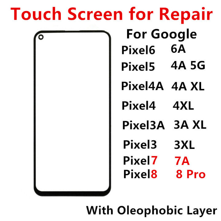 Outer Screen For Google Pixel 8 Pro 7 6 6A 5 4A 5G 4 XL 3A 3 Front Touch Panel LCD Display Out Glass Cover Repair Replace Parts