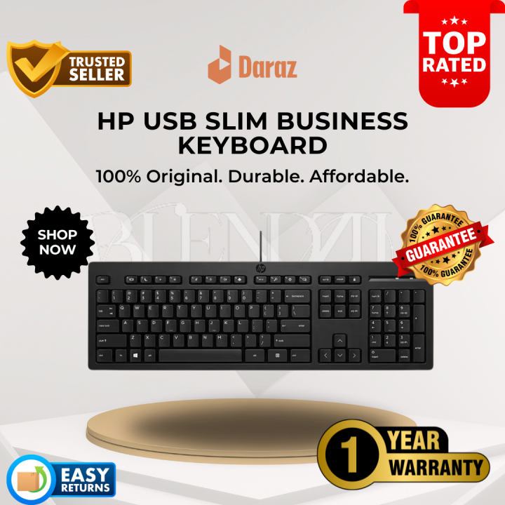 HP KBAR211 USB Slim Business Keyboard - Wired for PC & Laptop | 100% Original