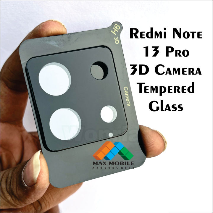 Back Camera Glass Protector for Redmi Note 13 Pro 4g Camera Lens Protector Guard [3D Premium] Camera Tempered Glass (Black)