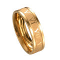 Wide Roman Numeral Men Ring Stainless Steel Simple Smooth Finger Ring Fashion Jewelry. 
