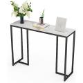 Modern Console Table For Hallway Wooden Marble Texture Tabletop With Stable Metal Legs Elegant Sofa Side Table Console Entrance Table. 
