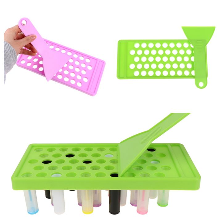 hole red tube filling mold diy lip balm gloss making kit wax pouring tray scraper set 5g mouth filling tray 50