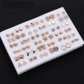36 Pairs / 18 Pairs of Fashion Small Geometric Earrings Simple Set of Plastic Earrings Female Diamond Girls Jewelry. 