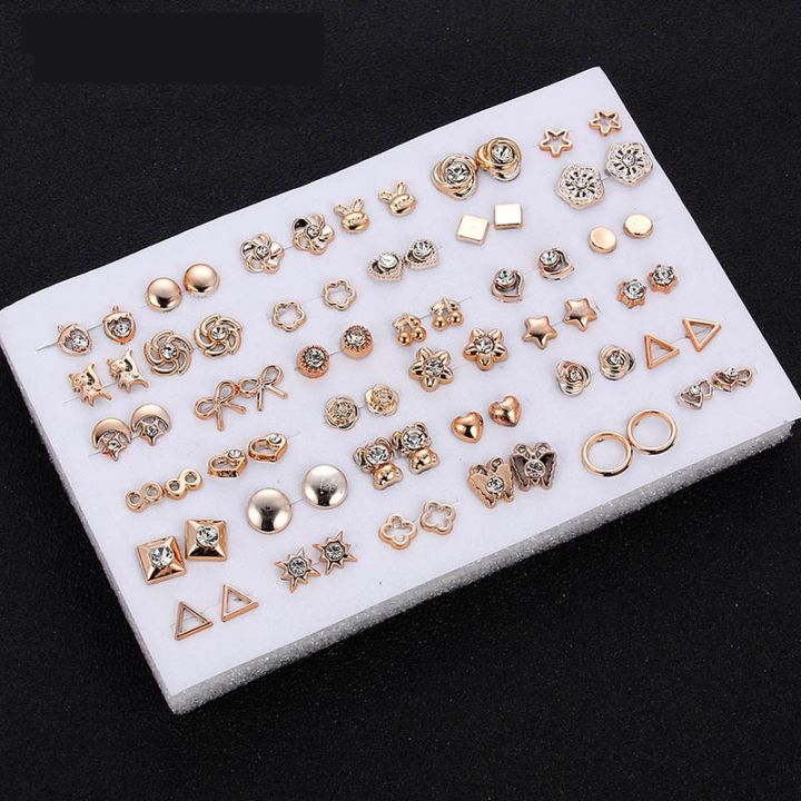 36%20Pairs%20/%2018%20Pairs%20of%20Fashion%20Small%20Geometric%20Earrings%20Simple%20Set%20of%20Plastic%20Earrings%20Female%20Diamond%20Girls%20Jewelry%20-%20Image%202
