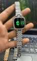 Ladies Silver Diamond Digital Touch Screen LED Watch For Women With Bracelet | Stylish Ladies Watches in Round Dial With Diamond Stainless Steel Jewelry Chain | Korean Watches For Girls. 