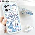 Jizetin for OPPO F21 Pro 4G / Reno7 / Reno8 4G Back Cover + Free Pop Socket Sweet Melody Soft Wavy Shape TPU Phone Case For Girls Boys. 