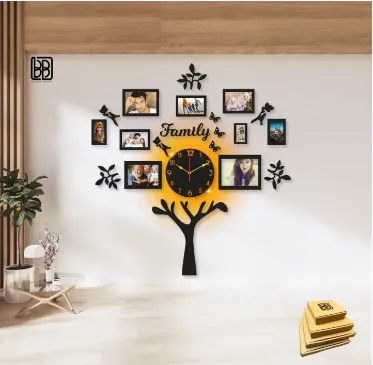 Wooden%20Family%20Tree%20Wall%20Clock%20with%209%20Photo%20Frames%20and%20LED%20Light%20Home%20Decor%20-%20Image%203
