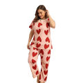 Pink Fully Heart Printed Design Stylish Full Sleeves Round Neck T-Shirt and Pajama Sexy Night Suit ! Sleep Wear Night Dress For Ladies Women and Girls (SN-33). 