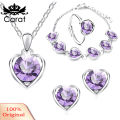 Pendant Necklace Set Bright Color Elegant Lady Love Necklace Earrings Bracelet Ring. 