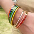 Zalman 3mm Width Colorful Enamel Thin Bangles Stainless Steel Gold Color Cute Lover Bracelets for Women Trendy Jewelry New 2023. 