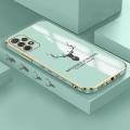 Samsung A72 5G Cartoon ELK Deer Reindeer Square Edge Pattern Casing Plated Phone Shell Luxury Plating Soft Phone Case. 