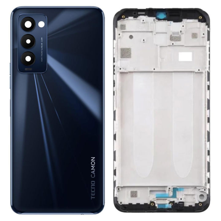 Tecno Camon 18T Middle Frame Housing With Side Button and Camera Lens Complete Body Casing Replacement For Camon 18T - Grey