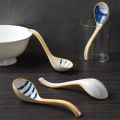 Ceramics Long Handle Soup Spoons for Pho Ramen Noodles Wonton Rice. 