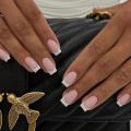 24pcs Short Barbie Pink Nails Pink Glitter False Nails Art Full Coverage Removable Waterproof Artificial Press on Nail. 