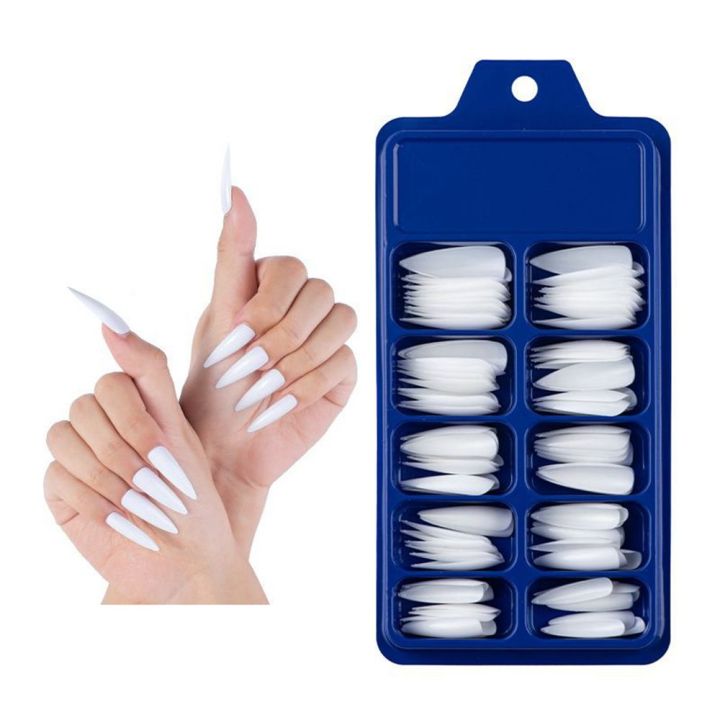 100Pcs%20White/Clear%20Coffin%20Fake%20Nails%20Full%20Cover%20Ballerina%20Acrylic%20Artificial%20False%20Nail%20Tips%20Press%20on%20Finger%20Manicure%20Extension%20-%20Image%203