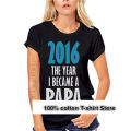 2016 The Year I Became a Papa Fathers Day Gift for Grandpa T-Shirt Grandfather. 
