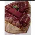 Zeenan Fashion Unstitched 3 Piece Suit Kataan Slik Plain Shirt & Trouser With Organza Lining Broshia Dupatta For Women-New Arrivals Sale-. 