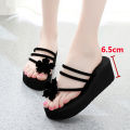 Women’s Floral Wedge Flip-Flops High Heel Beach Sandals. 