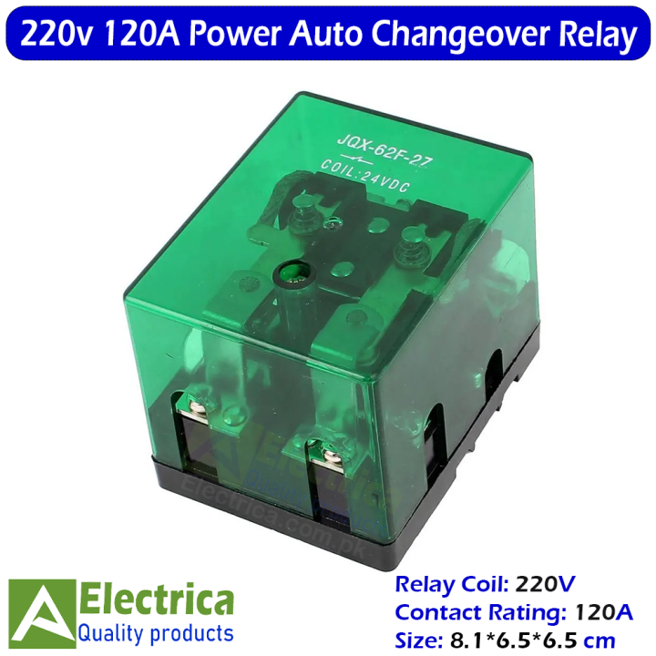JQX-62F-2Z 120A 220V AC Pure Copper Power Relay for Heavy-Duty Applications Automatic Changeover 8 Pin DPDT Transparent Shell 120A 12V DC Relay by Electrica