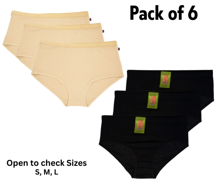 High Quality Pack of 6 Soft Cotton Underwear Panties for Girls & Women 2 Color Cotton Panties Panty for Girls Panty for Women