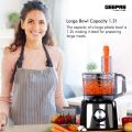 Geepas 1200W Compact Food Processor | Multifunctional Electric Chopper with Shredder & Grater Attachments | 1.2L Bowl Capacity | Stainless Steel & Dough Blades Included - 2 Years Warranty. 