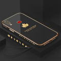 For Samsung Galaxy A10s Cover + Wrist Strap Fashion Shiny Maple leaf Plating Square Bumper Phone Case Soft TPU Silicone Shockproof Protective Back Cover. 