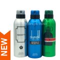 Body Spray Deodorants Perfumed Long Lasting Pack of 3 Big Bottle 200ml Amenity| Dundill Deserve Blue  | Big Boss Lucky Brand Fragrance Fresh Scent Perfumed For Men and Women Value Budget Gifting Birthday Anniversary Unisex Body Spray Gifting For Office. 