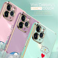 Hontinga for OPPO A54/A54 2021 Back Cover（Free Lanyard）Luxury 6D Plating Grinning Cartoon Cat Side Pattern Case Soft Silicone Square Mobile Cover. 