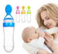 Silicone Spoon Feeder For Babies - Squeezable Baby Feeder - 90ml Silicone Baby Feeding Bottle With Spooon Newborn Infant Squeeze c Toddler Food Supplement Rice Cereal Bottle Milk Feeder. 
