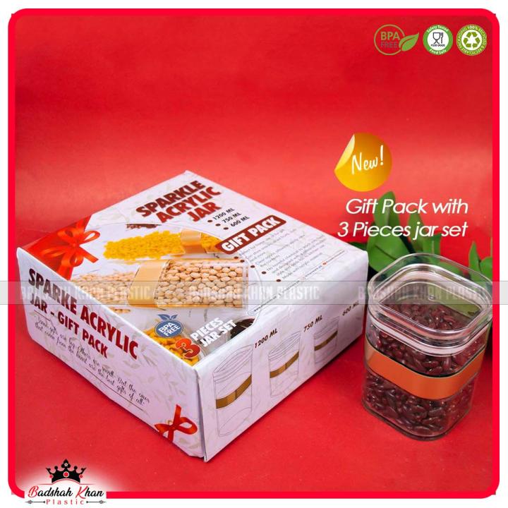 Pack Of 3 Jars For Kitchen Sparkle Acrylic Jar Spice Jar / Fridge