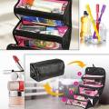 Makeup Bag Cosmetic Hanging Organizer Roll N Go Roll Up Foldable Clear Case Pouch. 