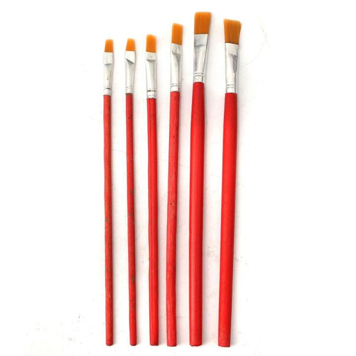 Artistic Paint Brush / Flat Brush / Imported Paint Brush (6 Pc Set) Art # SS -6pcs-RED-FB
