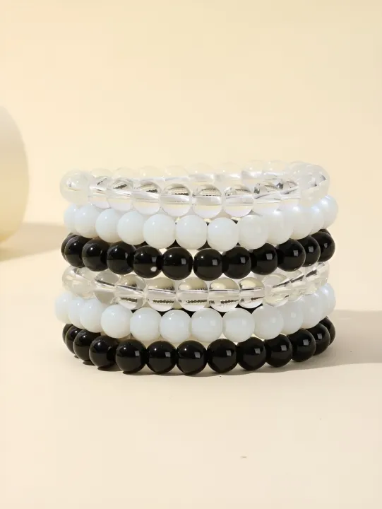 Set%20of%206%20Multi-color%20Bracelets%20Black/White/Transparent%20Bracelets%20-%20Image%202